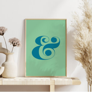 Modern Ampersand Art, Blue and Mint Colour Palette Poster