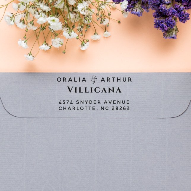 Modern Ampersand Couple Names Return Address Self-inking Stamp (Rubber Stamp Mock-up)