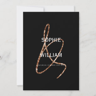 Modern Ampersand Minimalist Black Wedding Invitation