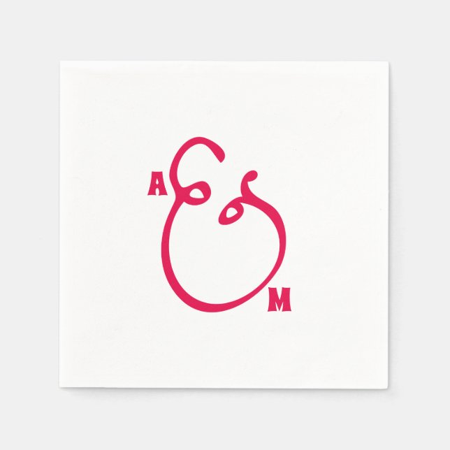 Modern Ampersand Monogrammed Wedding Napkin (Front)