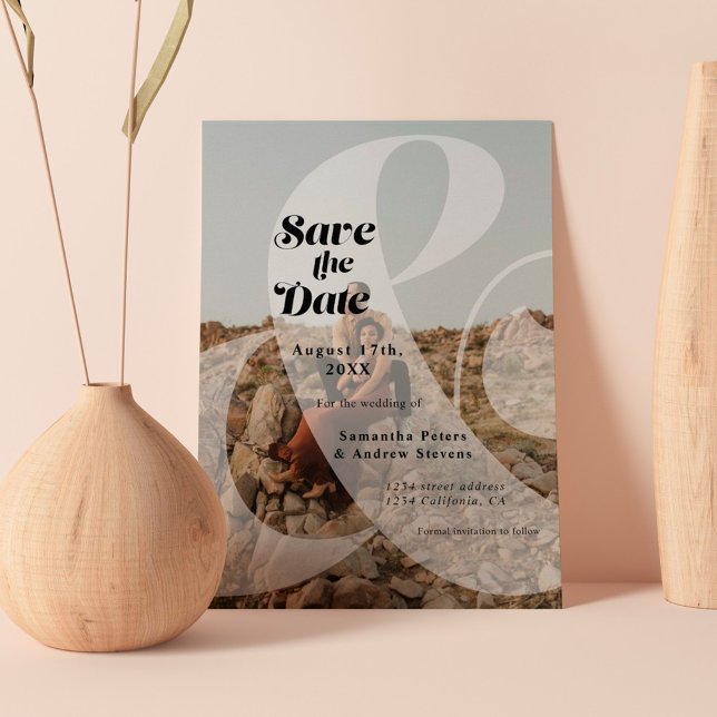 Modern ampersand overlay 2 photos save the date (Creator Uploaded)