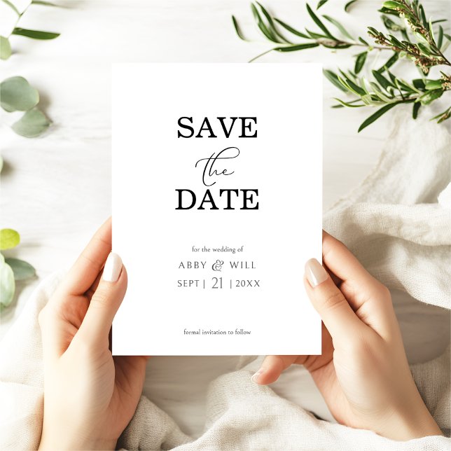Modern Ampersand Save the Date Announcement  (Save the Date Wedding Invitation with Decorative Heart Ampersand. Modern Chic Trendy. Austen & Grace)