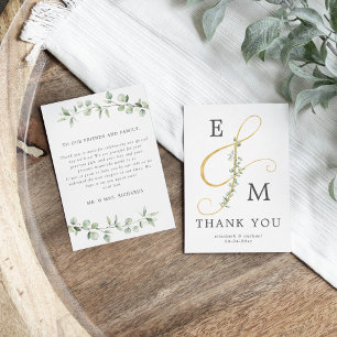Modern Ampersand Simple Eucalyptus Wedding  Thank You Card