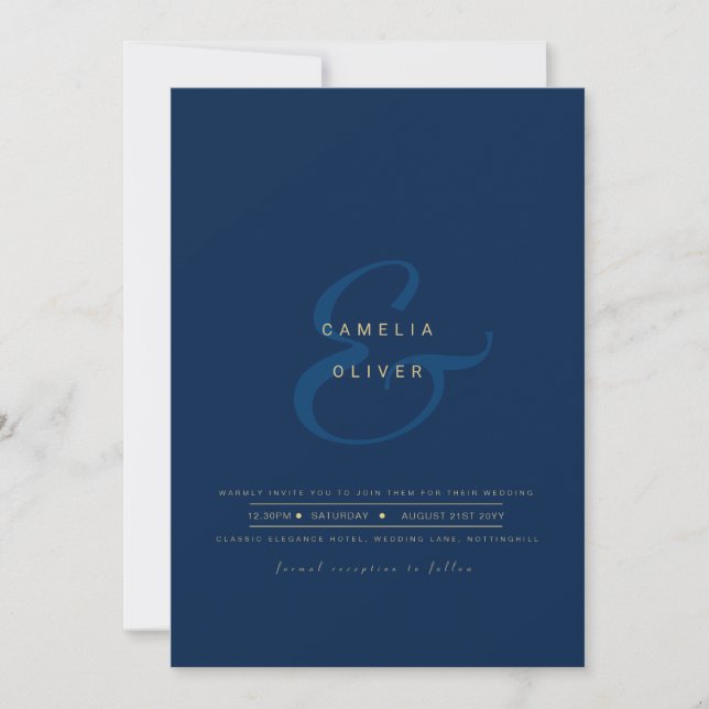 Modern Ampersand Wedding Invite QR Code RSVP (Front)