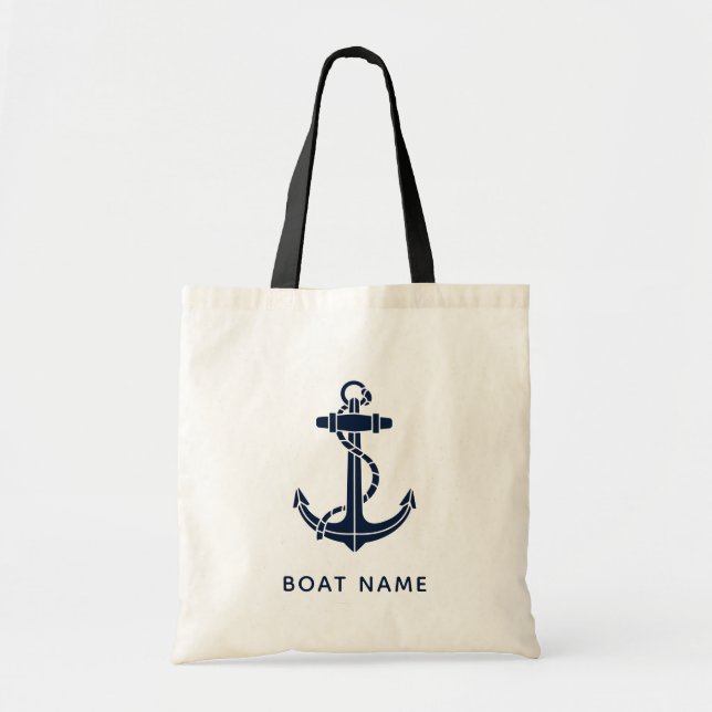 Modern Anchor Beach Swag Name Custom Tote Bag (Front)