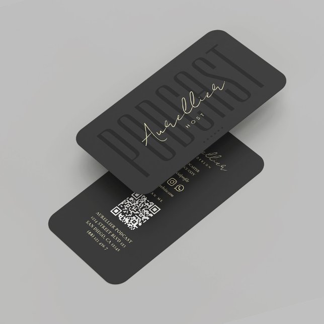 Modern Anchor Podcast Talk Show Host Black Gold Business Card (Modern Anchor Podcast Talk Show Host Black Gold Business Card
)