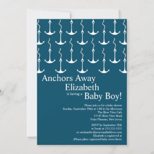 Modern Anchors Away Nautical Baby Shower Invitation