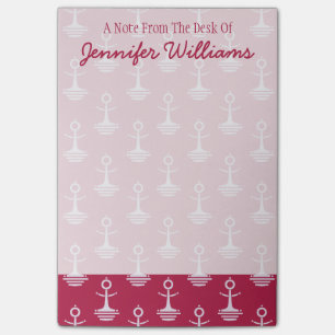 Modern Anchors Pattern Add Your Name Post-it Notes