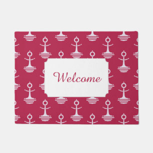 Modern Anchors Pattern Add Your Text Doormat