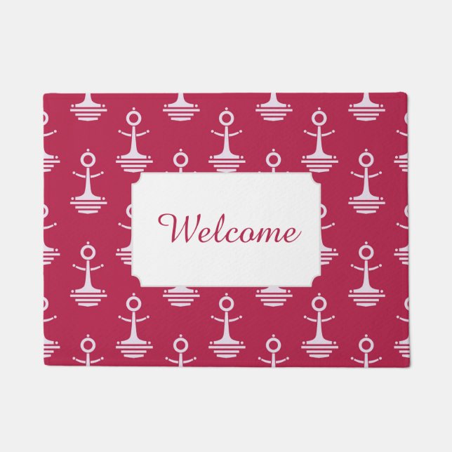 Modern Anchors Pattern | Add Your Text Doormat (Front)