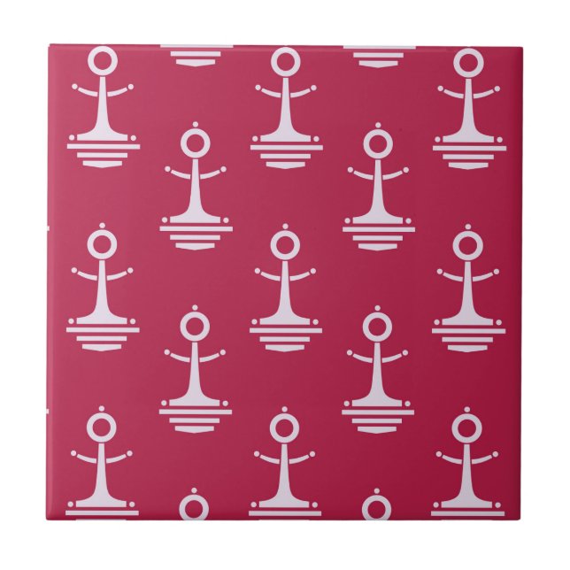 Modern Anchors Pattern Ceramic Tile (Front)