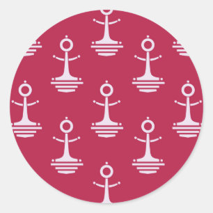 Modern Anchors Pattern Classic Round Sticker