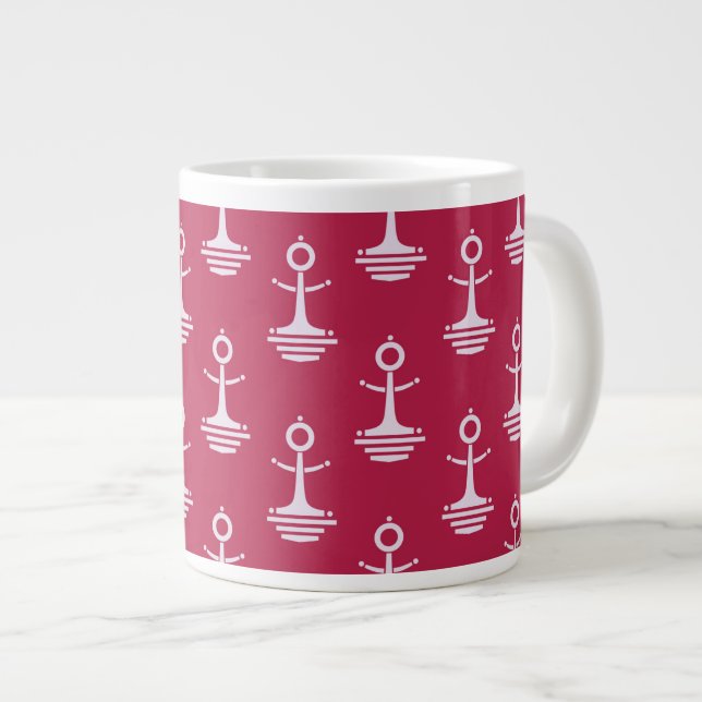 Modern Anchors Pattern Large Coffee Mug (Front Right)