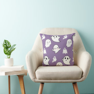 Modern and Adorable Ghosts Purple Halloween Cushion