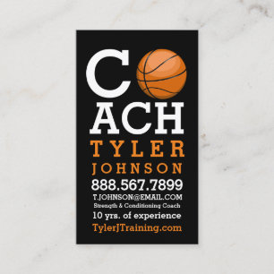 Modern and Bold Basketball Coach Business Card