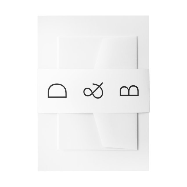 Modern and Bold Initial Black White Wedding  Invitation Belly Band (Front Example)