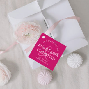 Modern and Bold Magenta Wedding Favour Tags