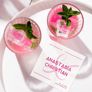 Modern and Bold Magenta Wedding Napkin