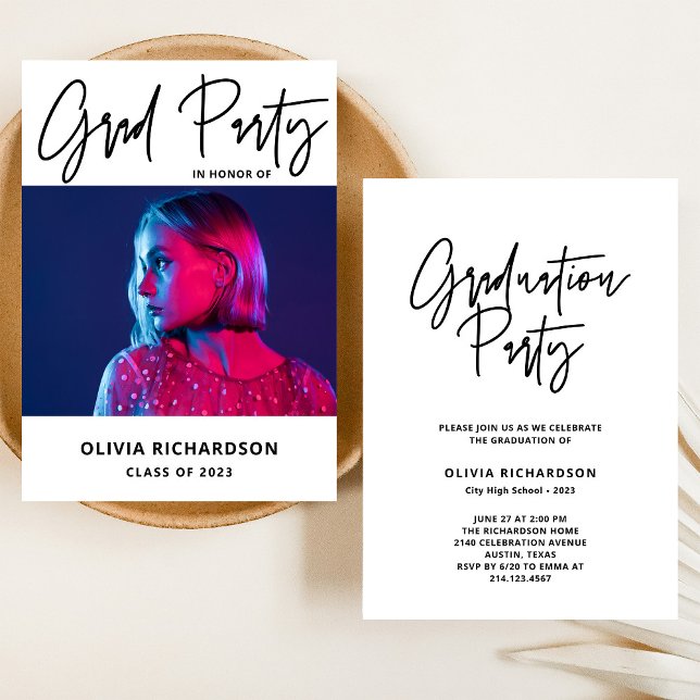 Modern and Bold | Photo Class of 2023 Grad Party Invitation (Creator Uploaded)
