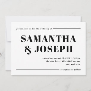 Modern and Bold Typography Minimalist Wedding Invitation