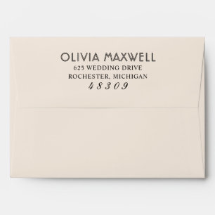 Modern and Chic Black and Warm White Wedding Envelope
