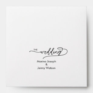 Modern and Chic Black & White Scripted Wedding Envelope