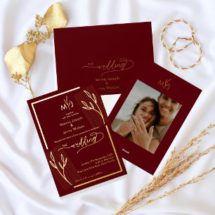 Modern and Chic Deep Burgundy Scripted Wedding Envelope