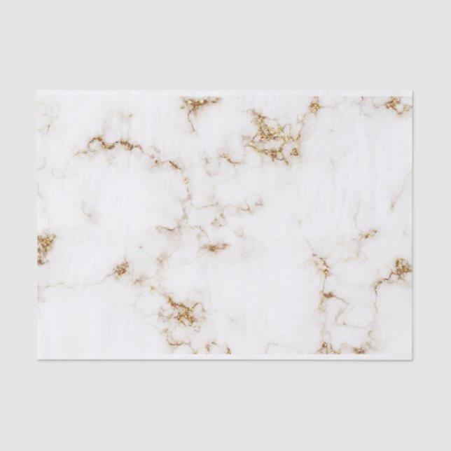 Modern and chic white marble gold glitter  tissue paper (Front)