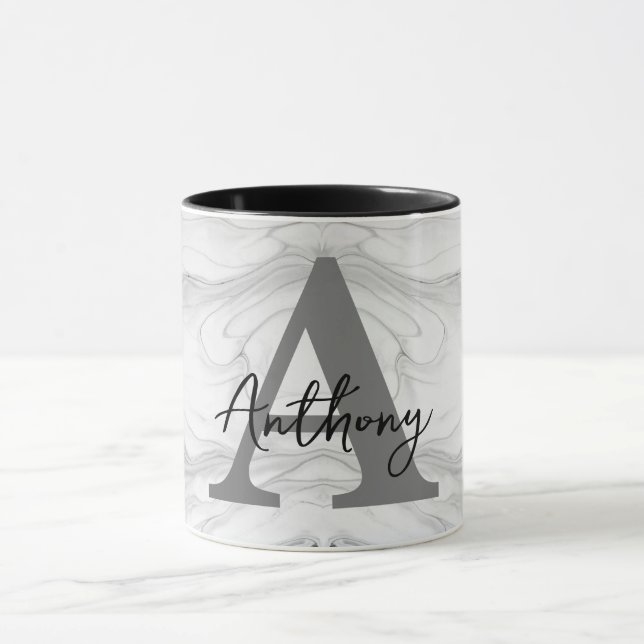 Modern and Classic Marble Monogram Letter A Mug (Center)