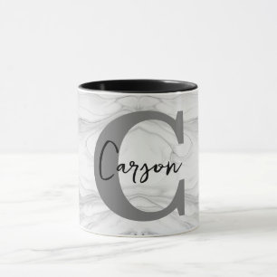 Modern and Classic Marble Monogram Letter C Mug