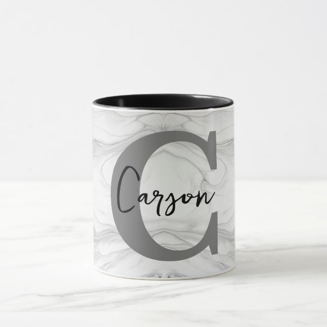 Modern and Classic Marble Monogram Letter C Mug (Center)