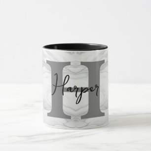 Modern and Classic Marble Monogram Letter H Mug