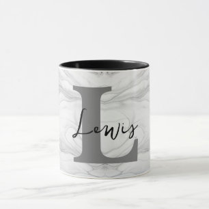 Modern and Classic Marble Monogram Letter L Mug