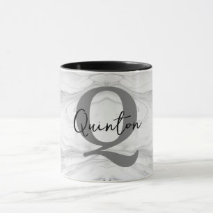 Modern and Classic Marble Monogram Letter Q Mug