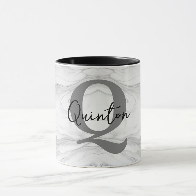 Modern and Classic Marble Monogram Letter Q Mug (Center)