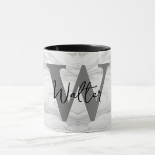 Modern and Classic Marble Monogram Letter W Mug