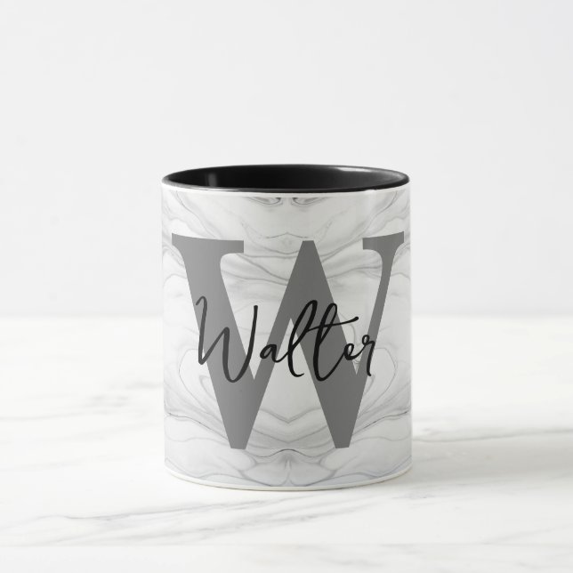 Modern and Classic Marble Monogram Letter W Mug (Center)