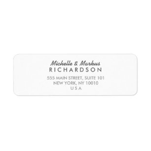 MODERN and CLASSIC White Address Label Return Address Label