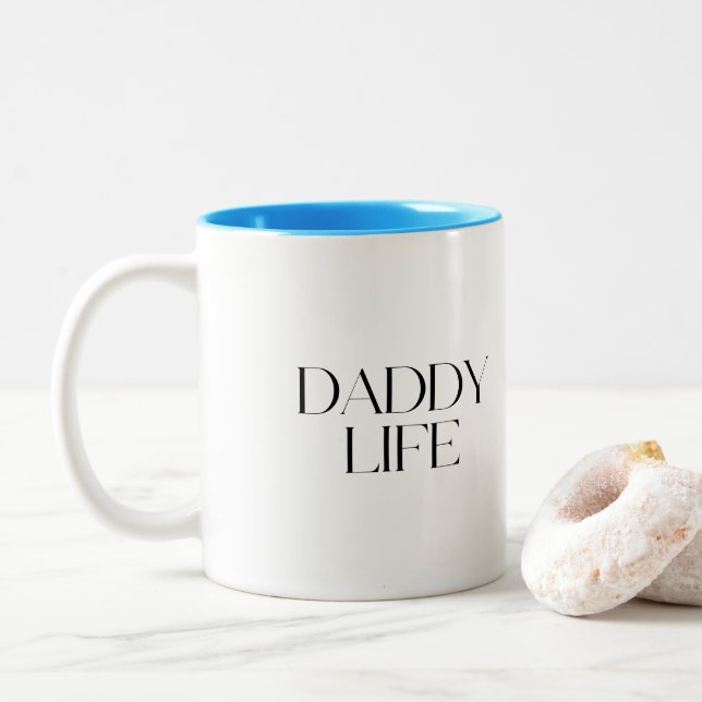 Modern and Classy Typography Daddy Life Two-Tone Coffee Mug (With Donut)