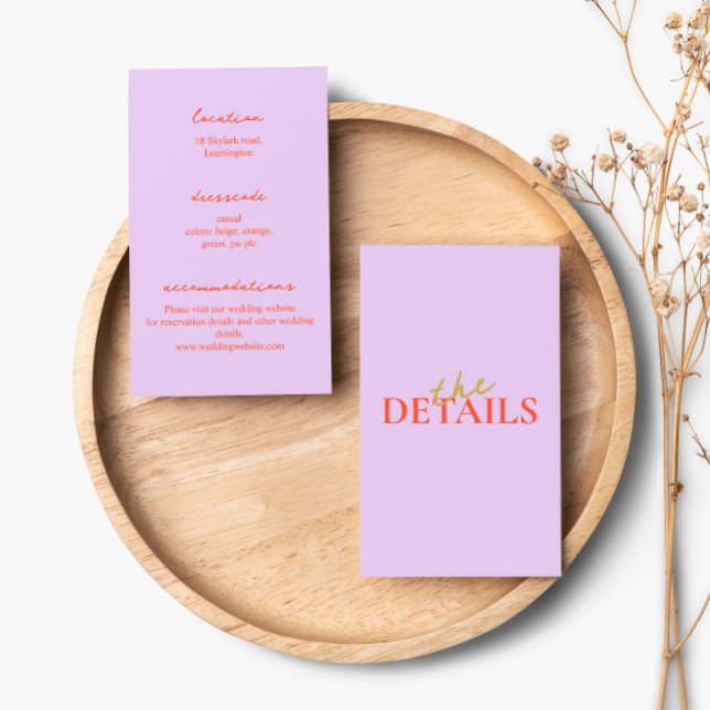 Modern and Colourful Wedding Details Enclosure Car RSVP Card (Creator Uploaded)