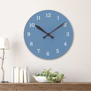 Modern And Contemporary Dusty Blue And White Round Clock