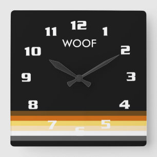 Modern and Cool Gay Bear Pride Flag WOOF Square Wall Clock