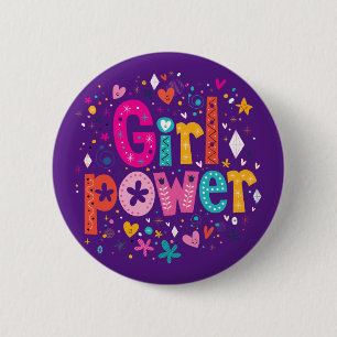Modern and Cute Baby Girl Power Flower Button