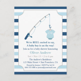 Modern and Cute Fishing Themed Baby Shower Invitation