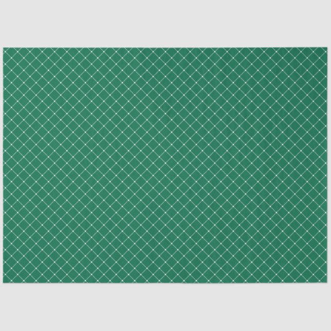 Modern And Cute Green Plaid Christmas Tissue Paper (Front)