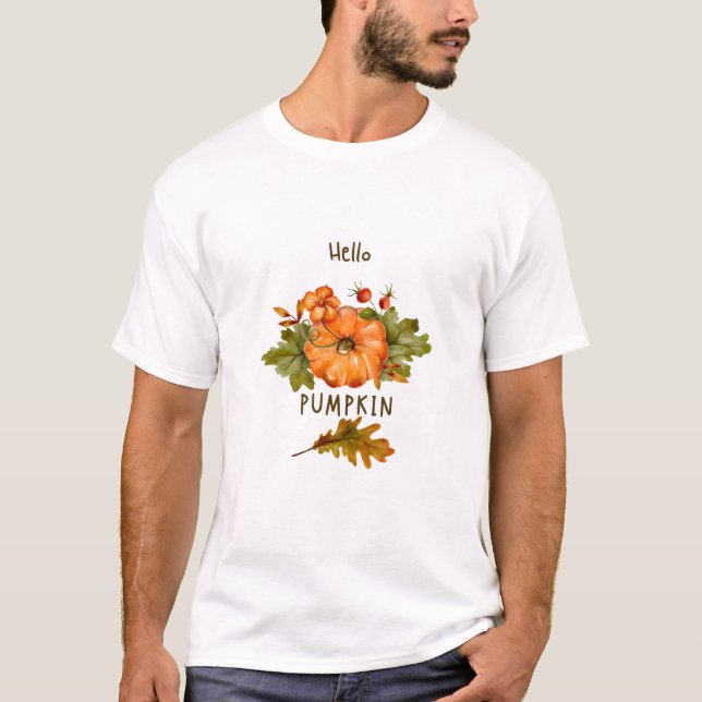 modern and Cute Pumpkin Fall T-Shirt (Front)