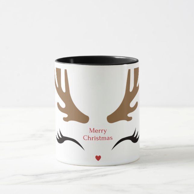 Modern and Cute Reindeer Face Mug (Center)