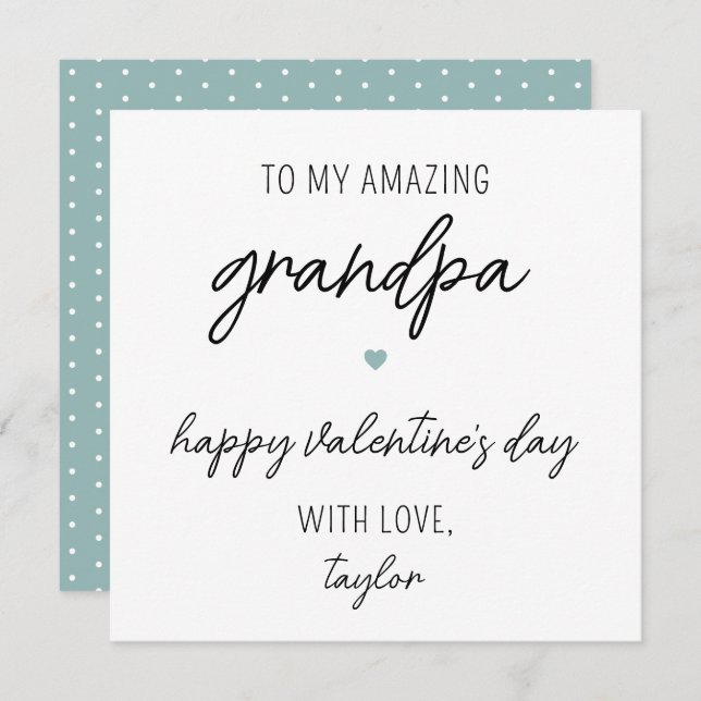 Modern and Cute Valentine's Day Card for Grandpa (Front/Back)