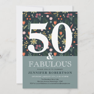 Modern and Elegant 50 and Fabulous Birthday Invita Invitation