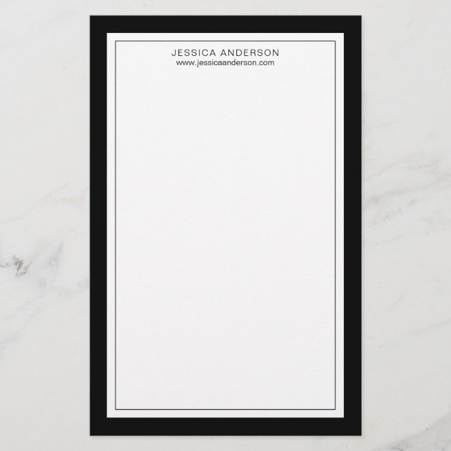 Modern And Elegant Black And White Personalised Stationery (Front)